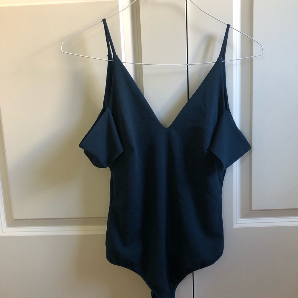 Navy Cold-Shoulder Bebe Bodysuit